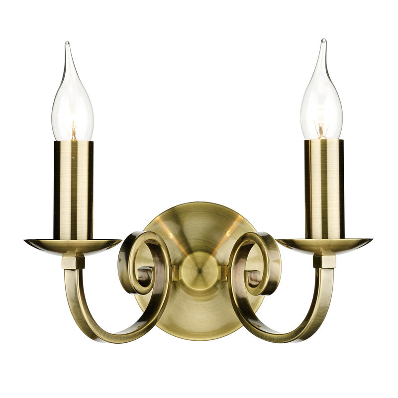 Dar Lighting Murray Double Wall Bracket Antique Brass • MUR0975