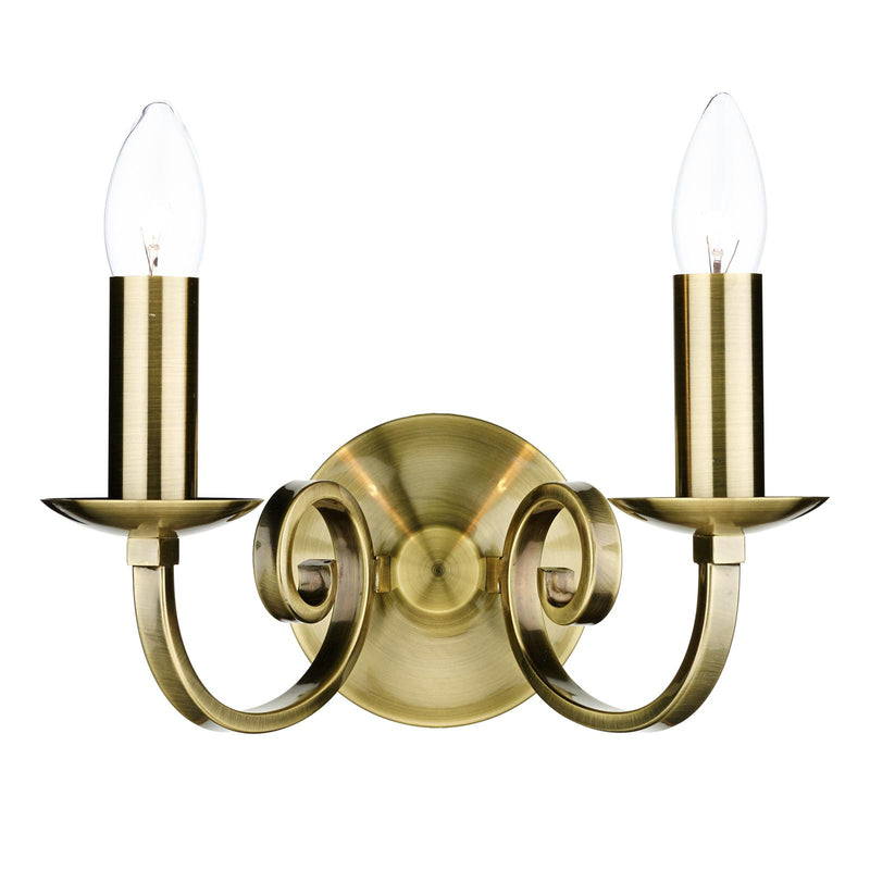Dar Lighting Murray Double Wall Bracket Antique Brass • MUR0975