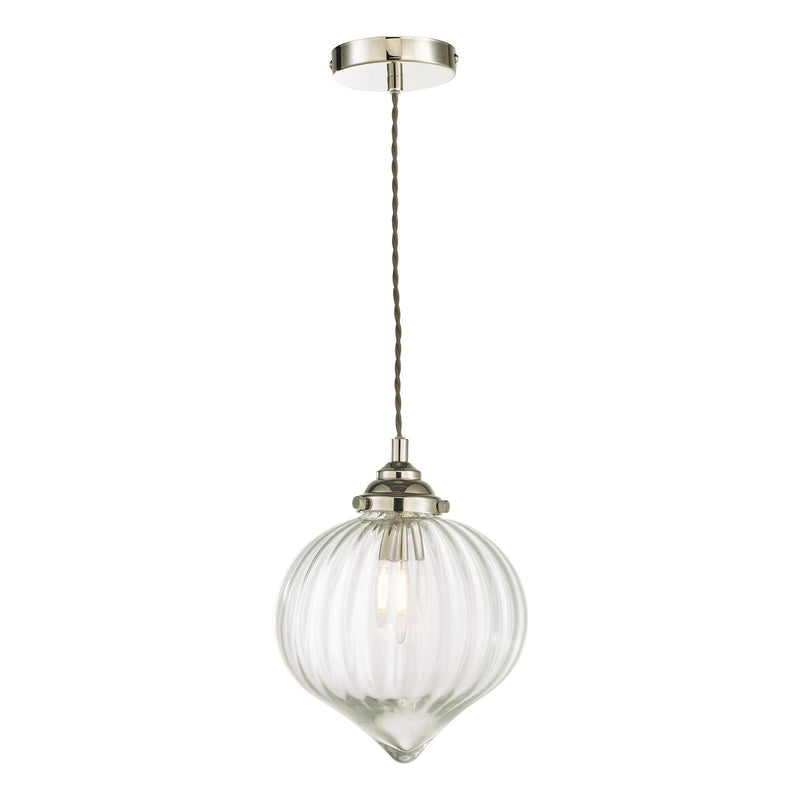 Dar Lighting Mya Pendant Polished Nickel Glass • MYA0138
