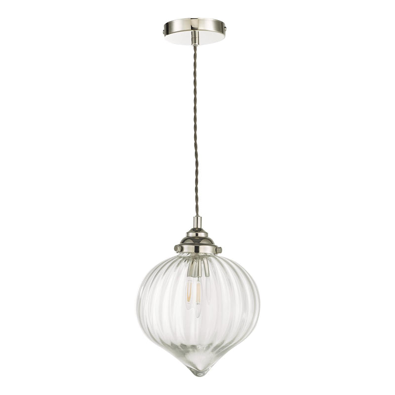 Dar Lighting Mya Pendant Polished Nickel Glass • MYA0138