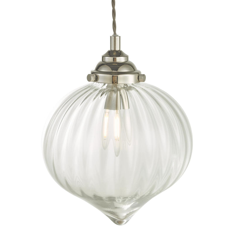 Dar Lighting Mya Pendant Polished Nickel Glass • MYA0138