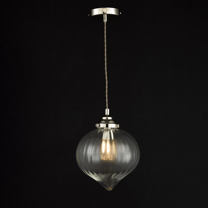 Dar Lighting Mya Pendant Polished Nickel Glass • MYA0138