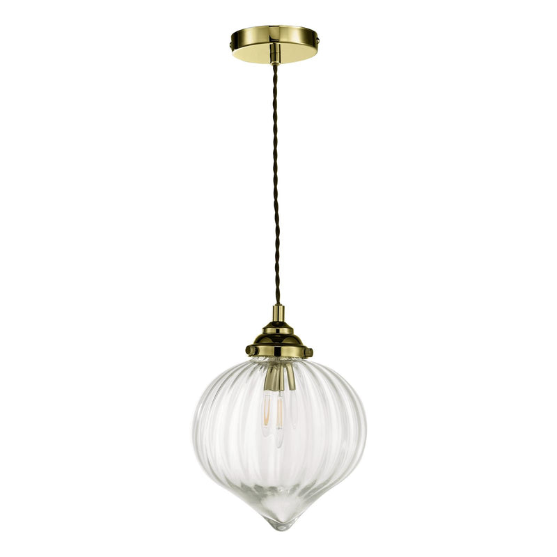 Dar Lighting Mya Pendant Antique Brass Glass • MYA0175
