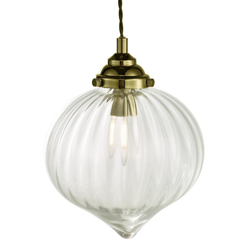 Dar Lighting Mya Pendant Antique Brass Glass • MYA0175
