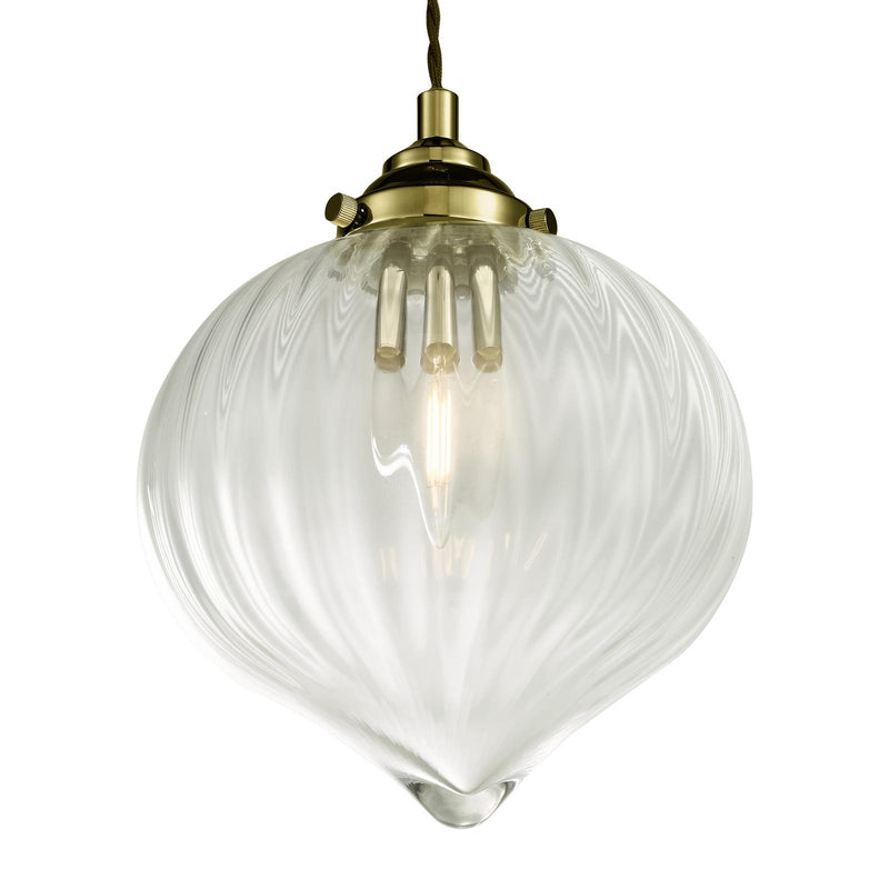Dar Lighting Mya Pendant Antique Brass Glass • MYA0175