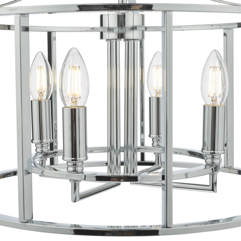 Dar Lighting Myka 4 Light Pendant Polished Chrome • MYK0450