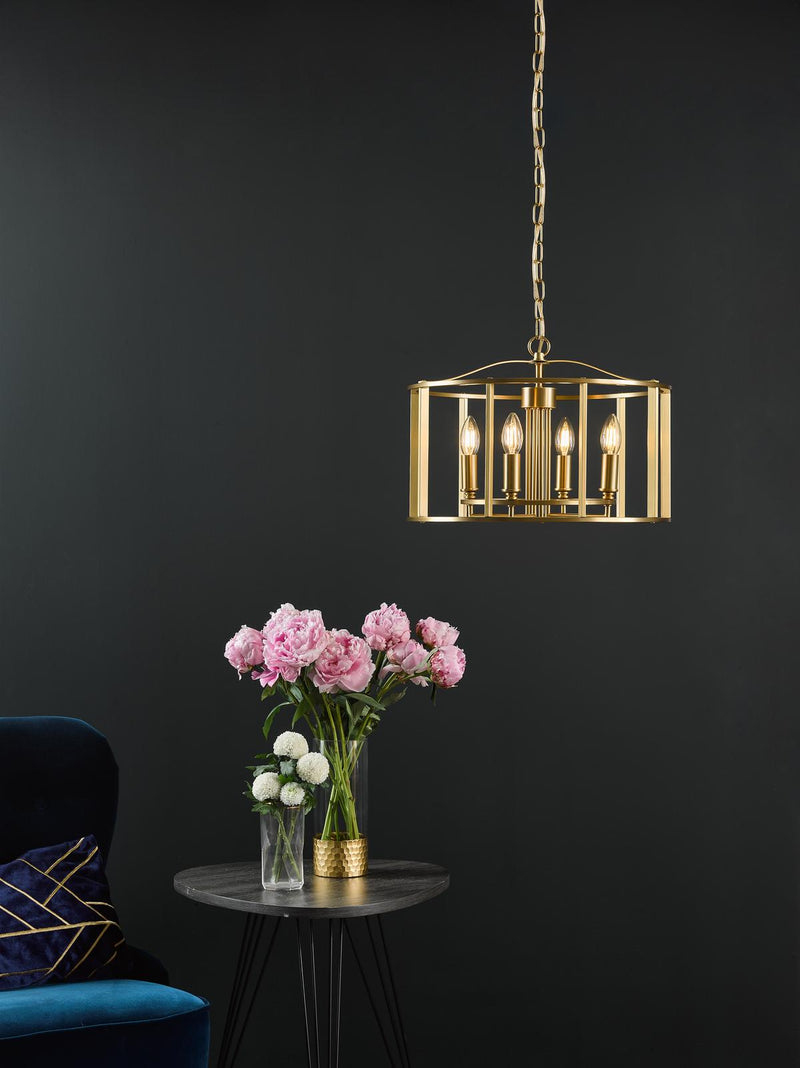 Dar Lighting Myka 4 Light Pendant Brushed Bronze • MYK0463