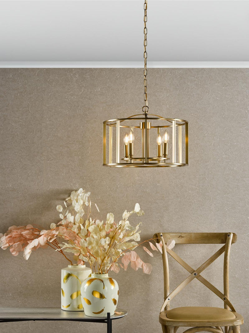 Dar Lighting Myka 4 Light Pendant Brushed Bronze • MYK0463