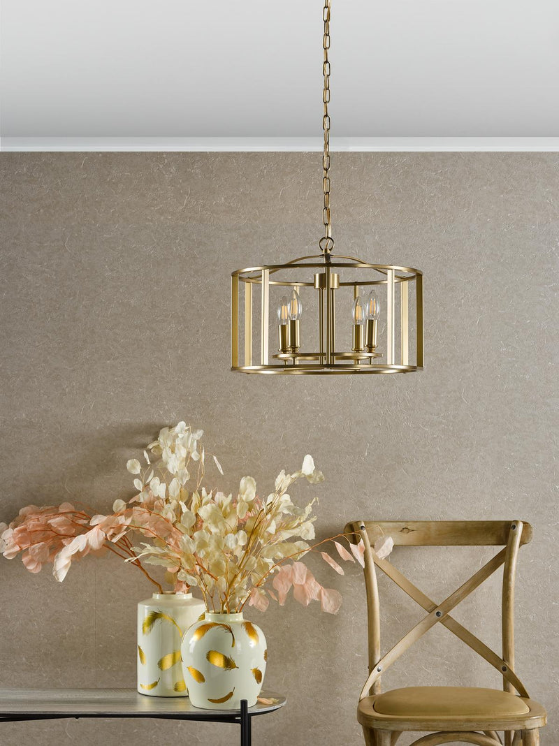 Dar Lighting Myka 4 Light Pendant Brushed Bronze • MYK0463