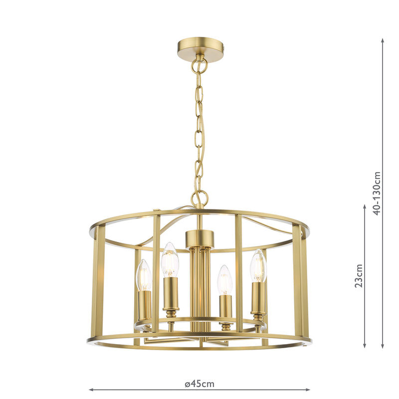 Dar Lighting Myka 4 Light Pendant Brushed Bronze • MYK0463