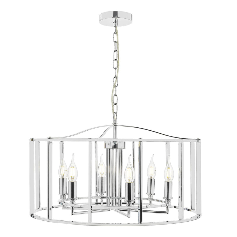 Dar Lighting Myka 6 Light Pendant Polished Chrome • MYK0650