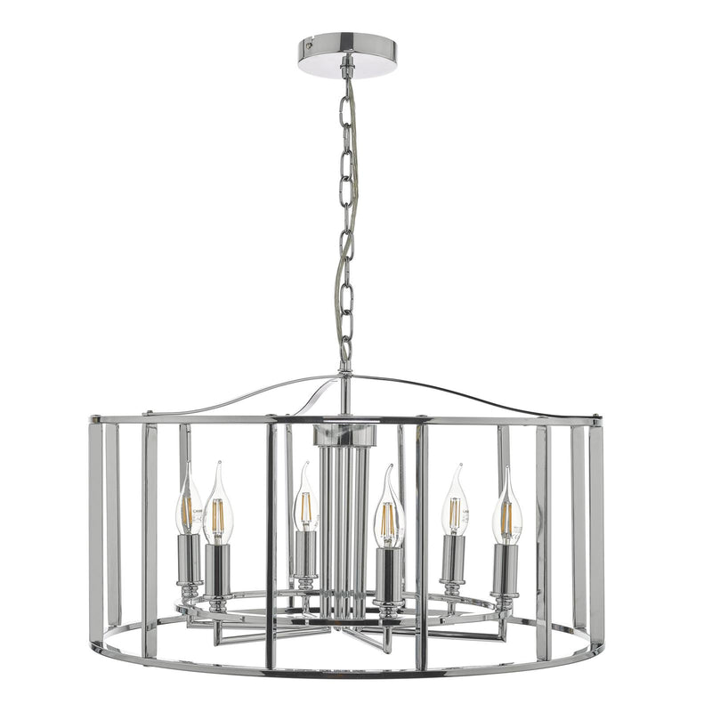 Dar Lighting Myka 6 Light Pendant Polished Chrome • MYK0650