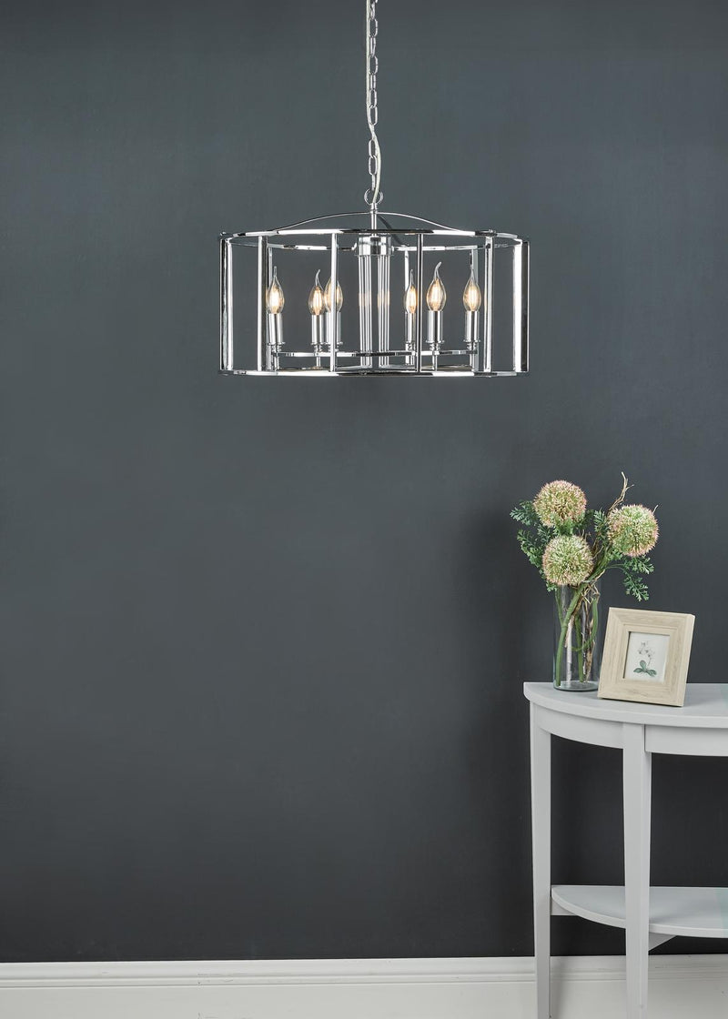 Dar Lighting Myka 6 Light Pendant Polished Chrome • MYK0650