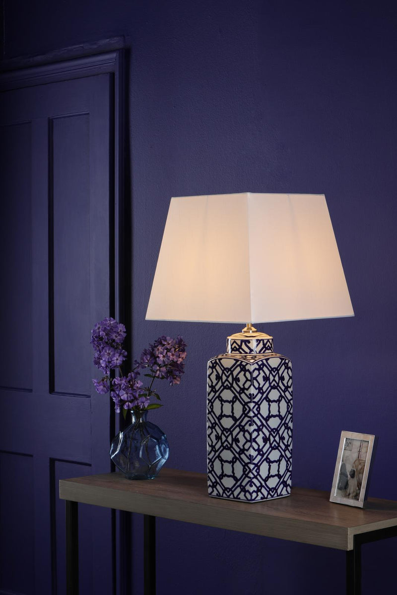 Dar Lighting Mystic Table Lamp Blue And White Base Only • MYS4223