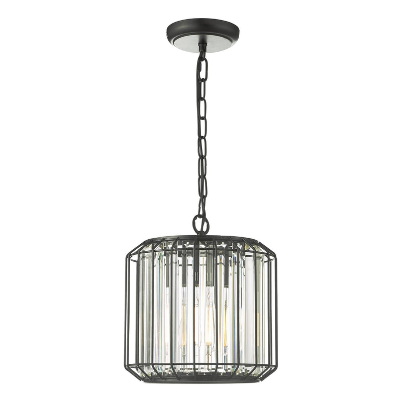 Dar Lighting Naeva Pendant Satin Black & Crystal • NAE0122