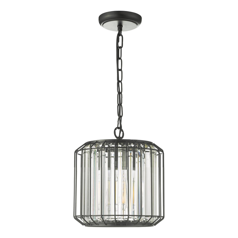 Dar Lighting Naeva Pendant Satin Black & Crystal • NAE0122