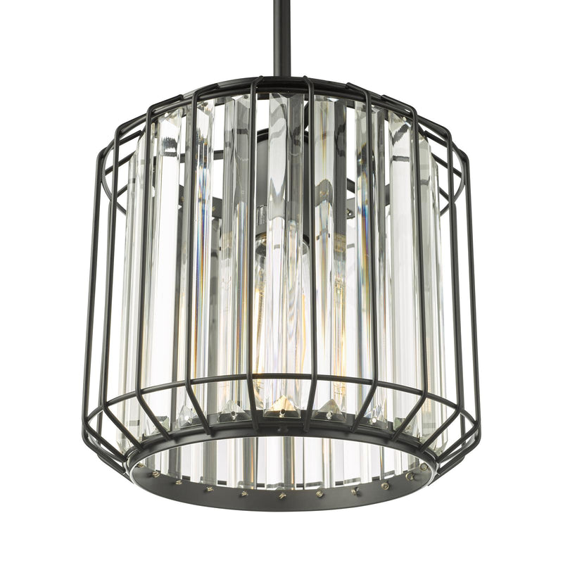 Dar Lighting Naeva Pendant Satin Black & Crystal • NAE0122