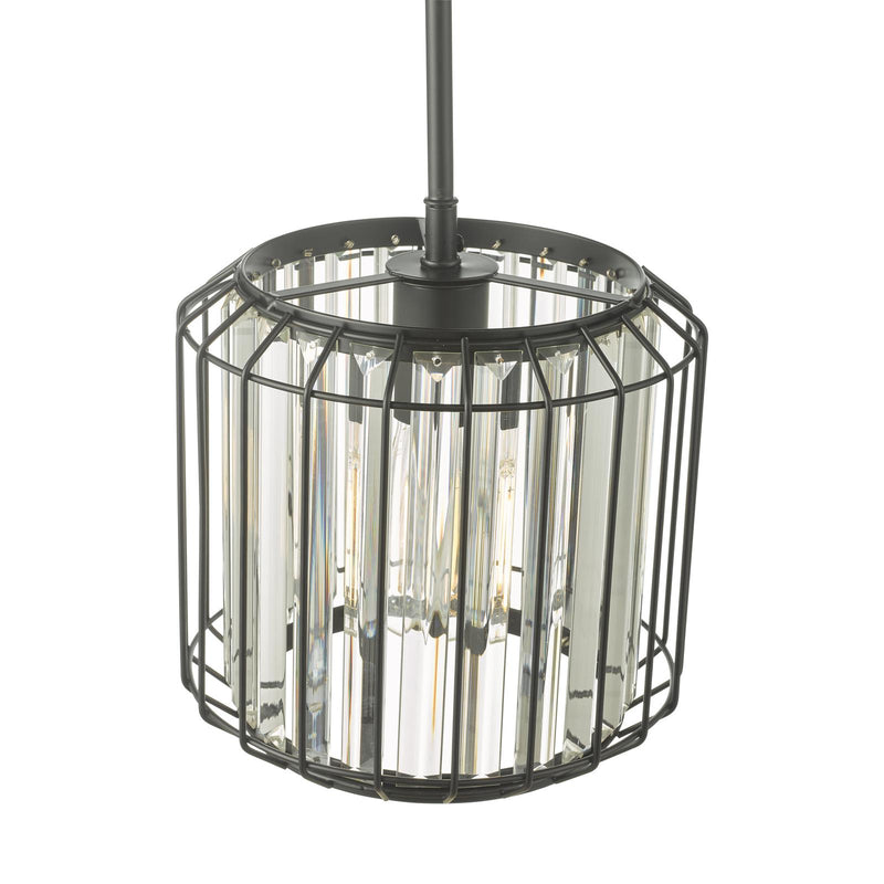 Dar Lighting Naeva Pendant Satin Black & Crystal • NAE0122