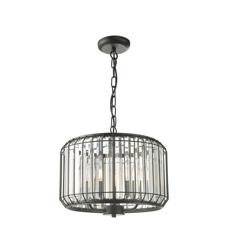 Dar Lighting Naeva 3 Light Pendant Satin Black Crystal • NAE0322