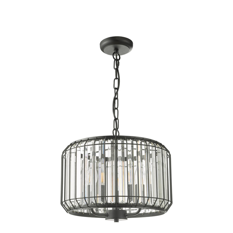 Dar Lighting Naeva 3 Light Pendant Satin Black Crystal • NAE0322