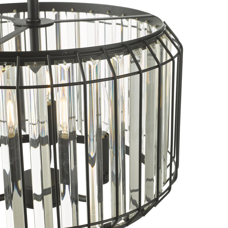 Dar Lighting Naeva 3 Light Pendant Satin Black Crystal • NAE0322