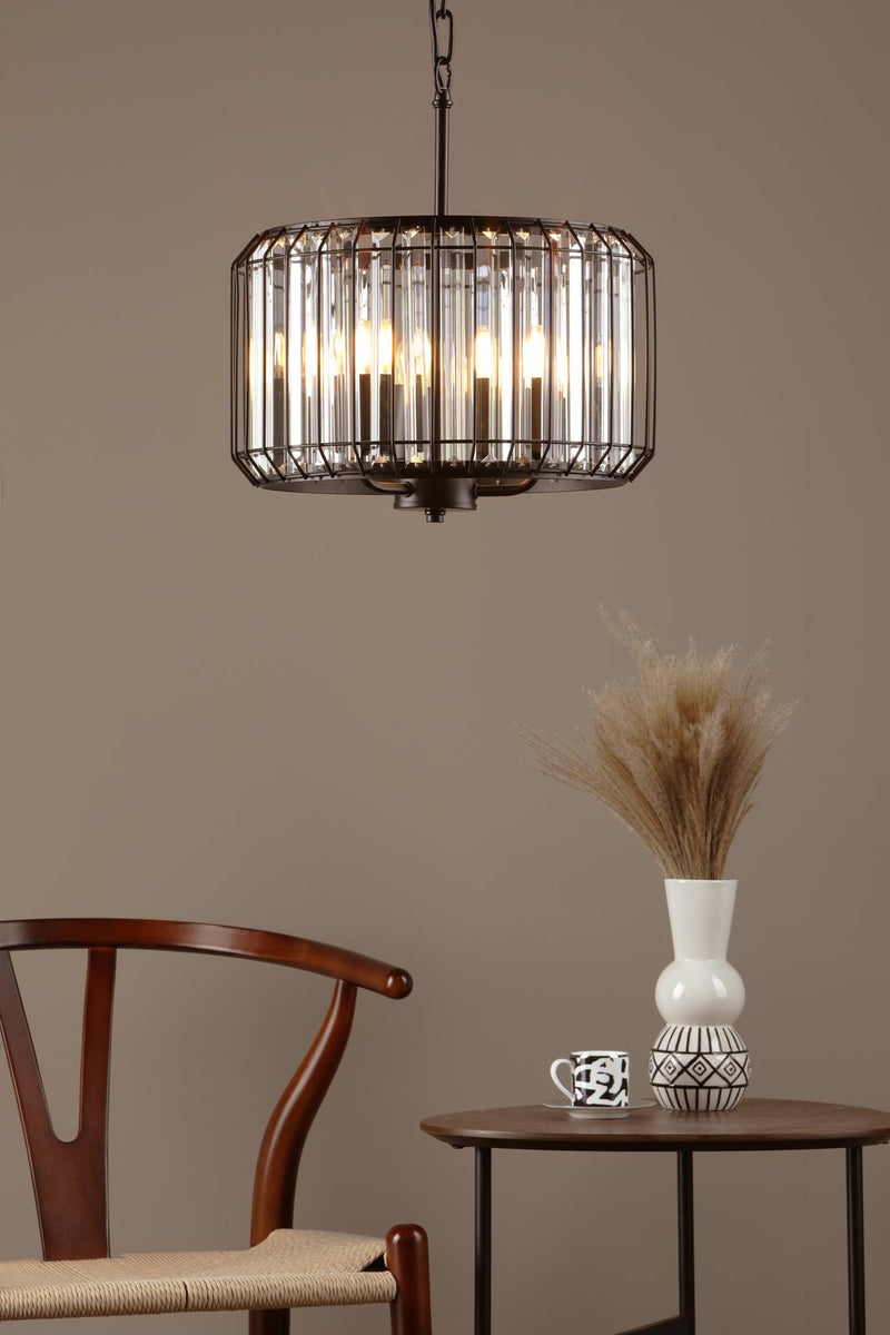 Dar Lighting Naeva 3 Light Pendant Satin Black Crystal • NAE0322