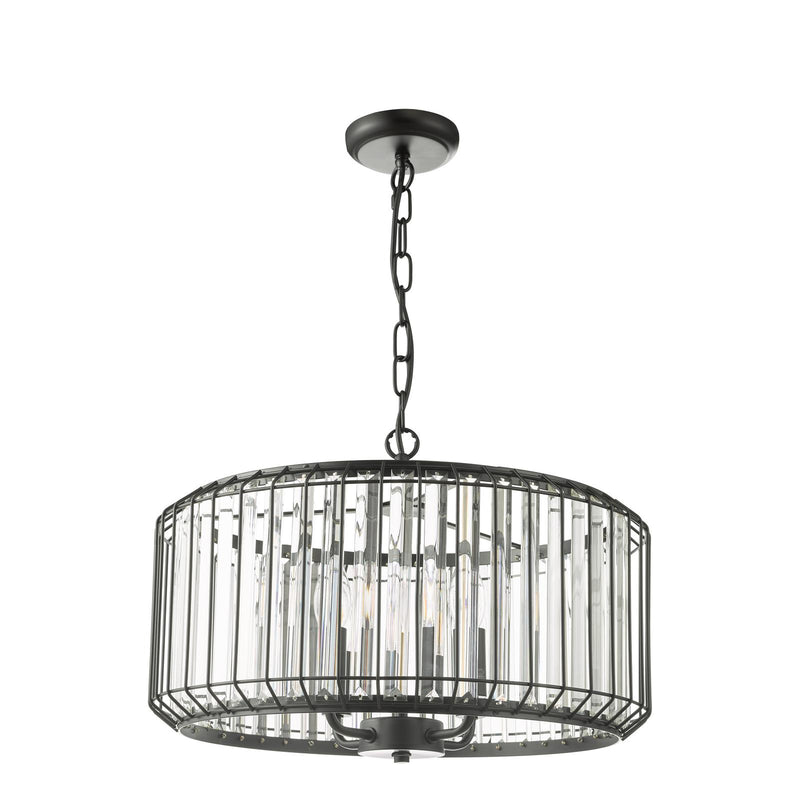 Dar Lighting Naeva 4 Light Pendant Satin Black Crystal • NAE0422