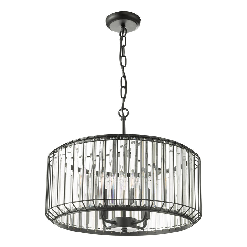 Dar Lighting Naeva 4 Light Pendant Satin Black Crystal • NAE0422