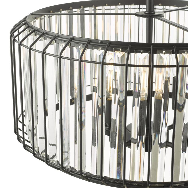 Dar Lighting Naeva 4 Light Pendant Satin Black Crystal • NAE0422