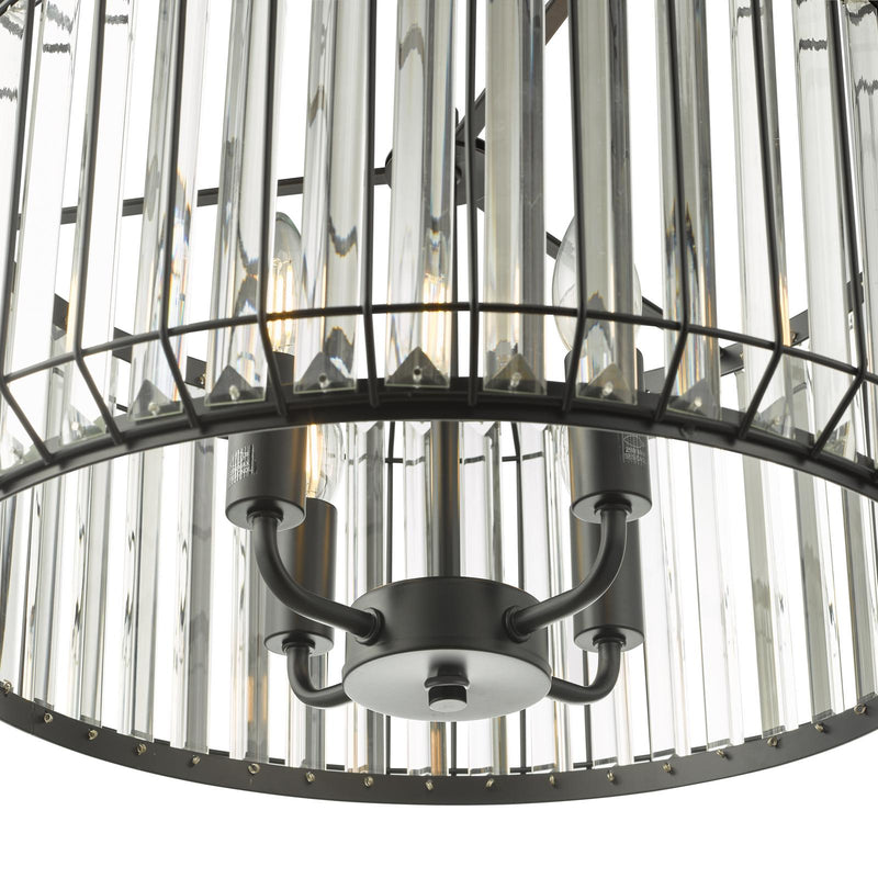 Dar Lighting Naeva 4 Light Pendant Satin Black Crystal • NAE0422