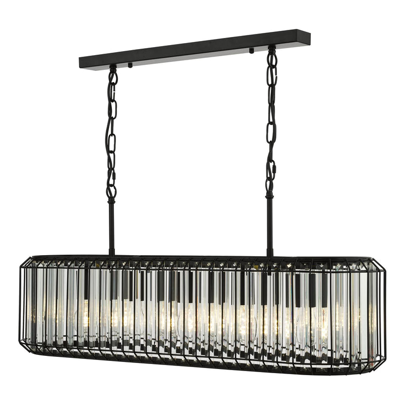 Dar Lighting Naeva 5 Light Pendant Matt Black and Crystal • NAE0522