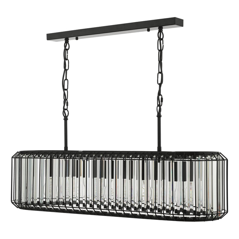 Dar Lighting Naeva 5 Light Pendant Matt Black and Crystal • NAE0522