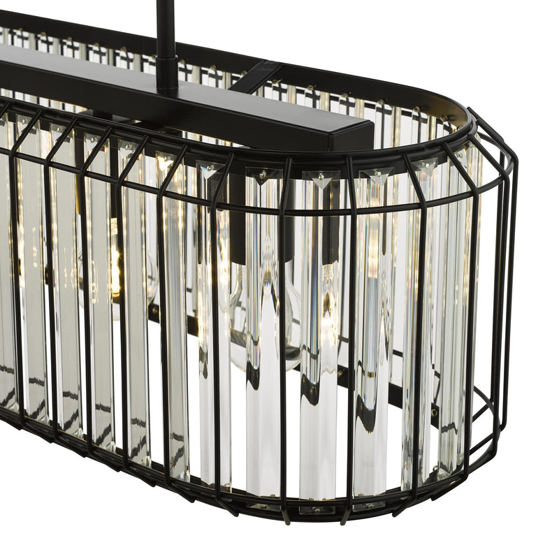 Dar Lighting Naeva 5 Light Pendant Matt Black and Crystal • NAE0522