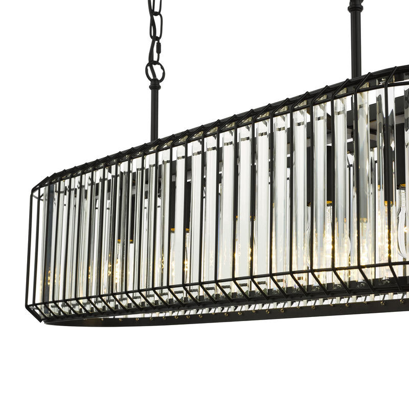 Dar Lighting Naeva 5 Light Pendant Matt Black and Crystal • NAE0522