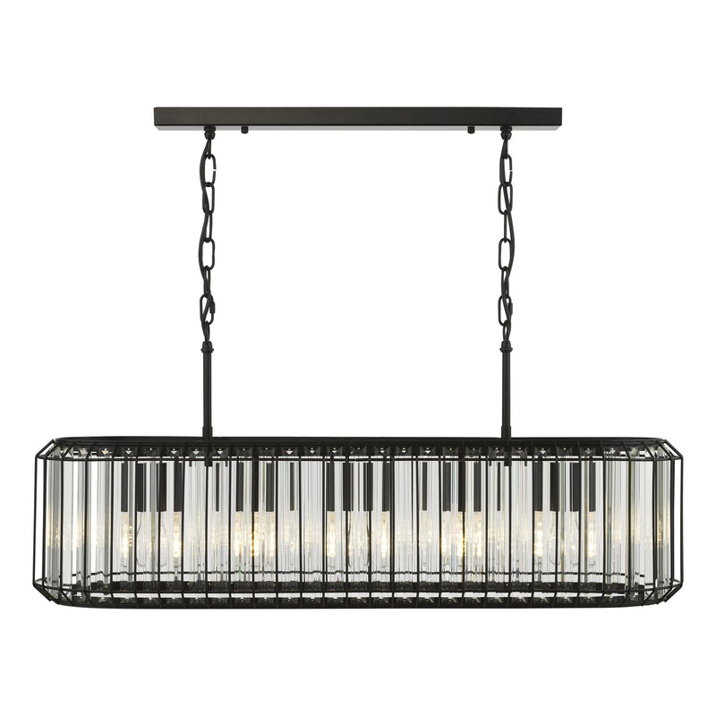 Dar Lighting Naeva 5 Light Pendant Matt Black and Crystal • NAE0522