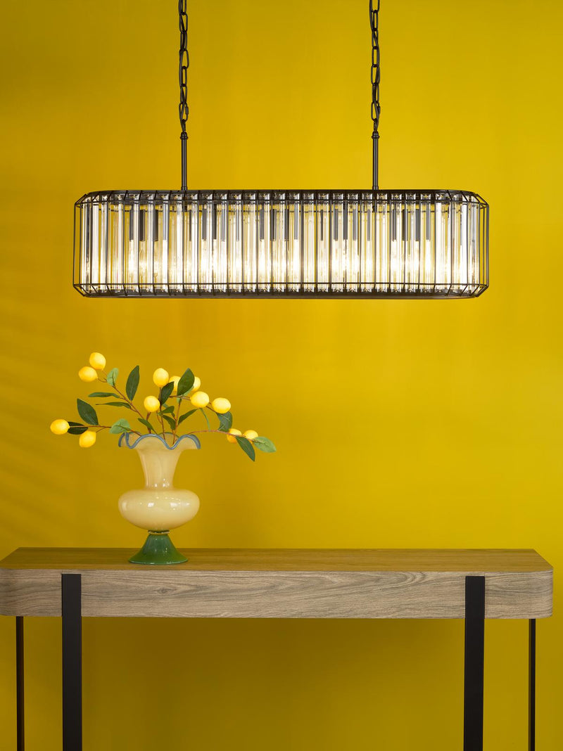 Dar Lighting Naeva 5 Light Pendant Matt Black and Crystal • NAE0522