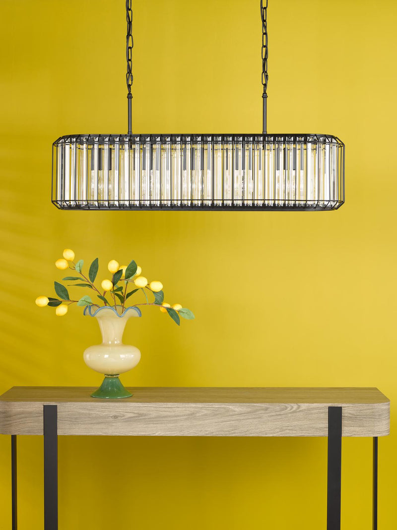 Dar Lighting Naeva 5 Light Pendant Matt Black and Crystal • NAE0522