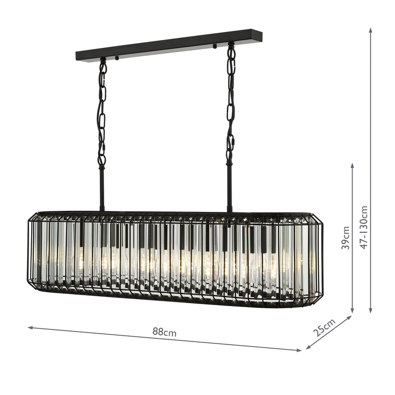 Dar Lighting Naeva 5 Light Pendant Matt Black and Crystal • NAE0522