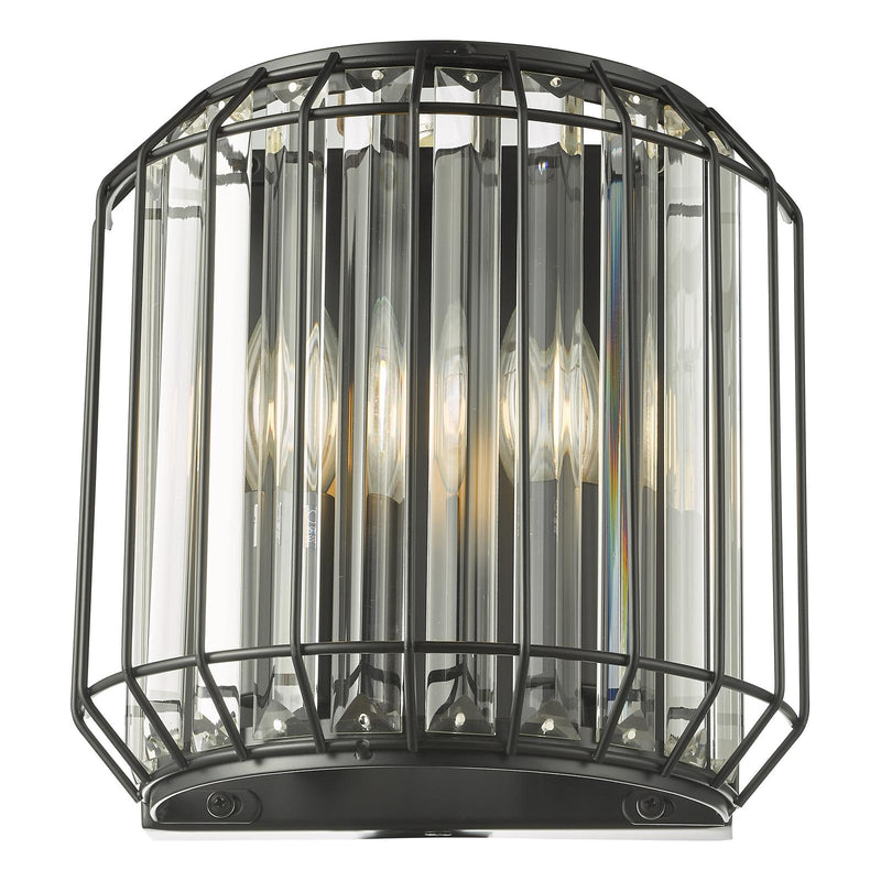 Dar Lighting Naeva 2 Light Wall Light Matt Black Glass  • NAE0922