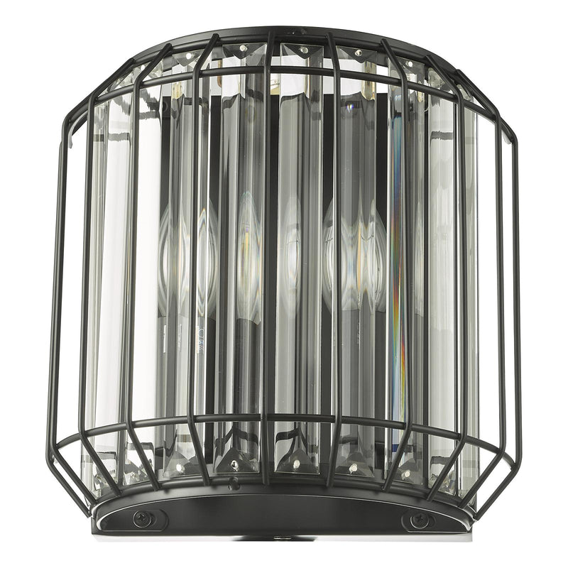 Dar Lighting Naeva 2 Light Wall Light Matt Black Glass  • NAE0922