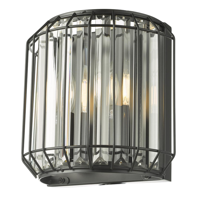 Dar Lighting Naeva 2 Light Wall Light Matt Black Glass  • NAE0922