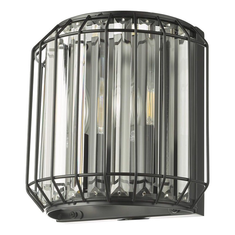 Dar Lighting Naeva 2 Light Wall Light Matt Black Glass  • NAE0922