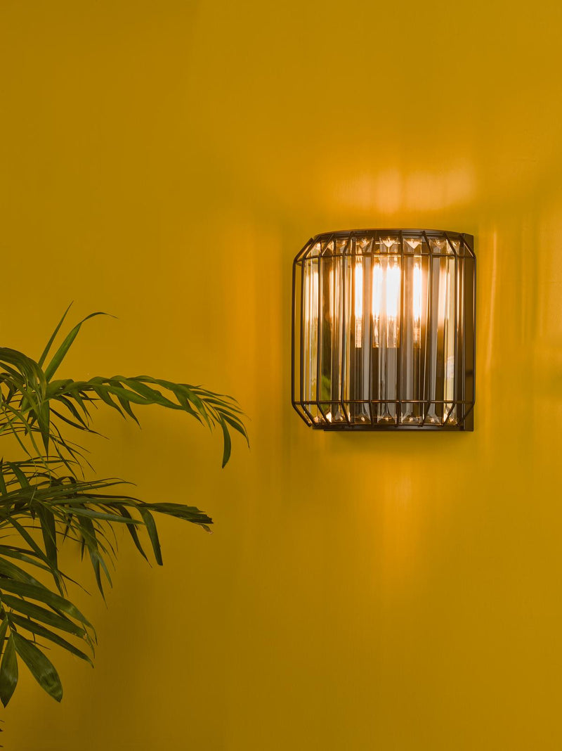 Dar Lighting Naeva 2 Light Wall Light Matt Black Glass  • NAE0922