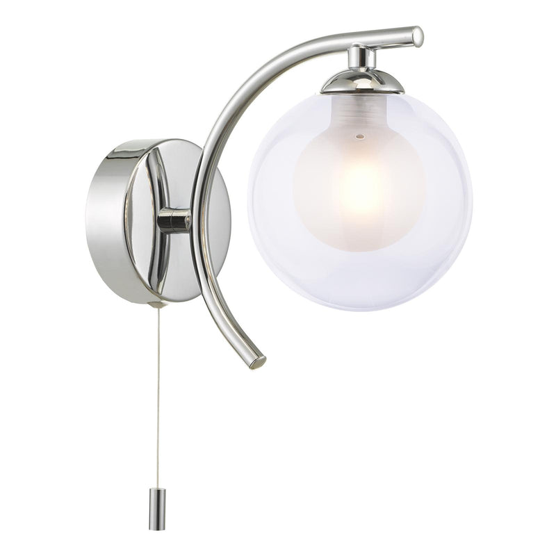 Dar Lighting Nakita Wall Light Polished Chrome With Clear/Opal Glass • NAK0750-04