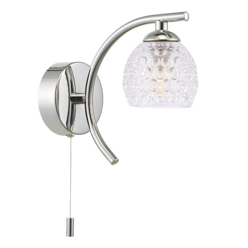 Dar Lighting Nakita Wall Light Polished Chrome With Dimpled Open Glass • NAK0750-06