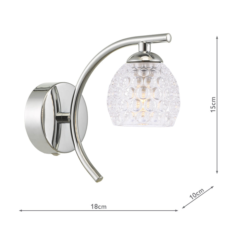 Dar Lighting Nakita Wall Light Polished Chrome With Dimpled Open Glass • NAK0750-06
