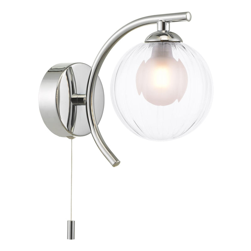 Dar Lighting Nakita Wall Light Polished Chrome With Clear/Opal Glass • NAK0750-20