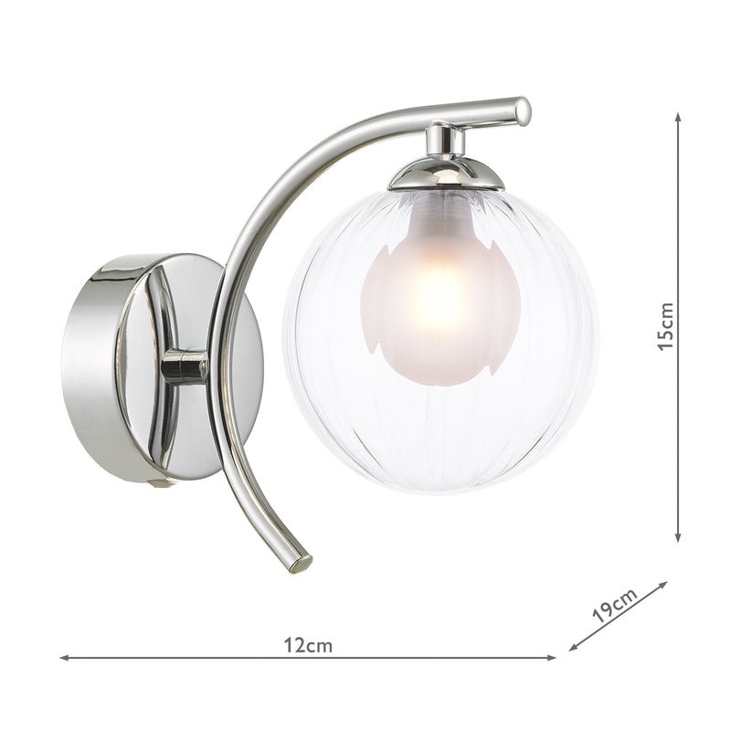 Dar Lighting Nakita Wall Light Polished Chrome With Clear/Opal Glass • NAK0750-20