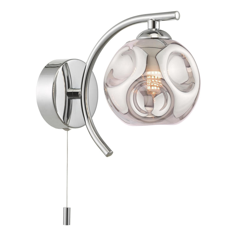 Dar Lighting Nakita Wall Light Polished Chrome With Closed Organic Smoked Glass • NAK0750-28