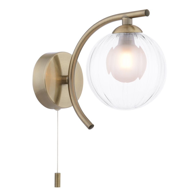 Dar Lighting Nakita Wall Light Antique Brass With Clear/Opal Glass • NAK0775-20